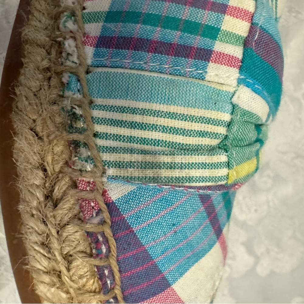 Talbots 8.5M Izzy Knot Detail Espadrilles Patchwork Comfort Chic Flats Preppy - Picture 10 of 12
